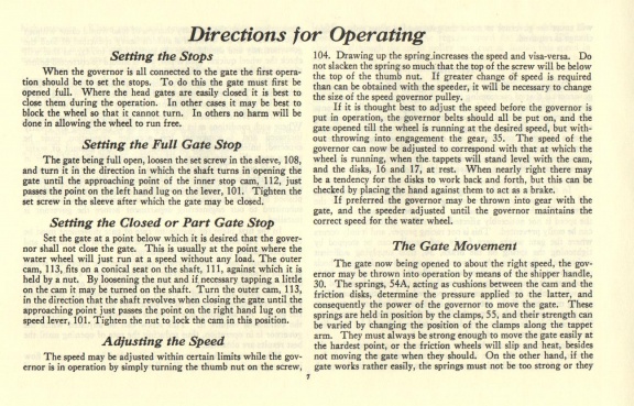 DIRECTIONS for Connecting and Operating VERTICAL MODEL GOVERNORS   7